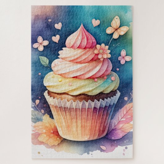 Waterverf Schilderij Cupcake Legpuzzel (Verticaal)