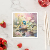 Waterverf schilderij Eend op een vijver Servet (Insitu)