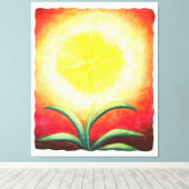 waterverf schilderij fantasie gele bloem schittere canvas afdruk (Insitu (Houten vloer))