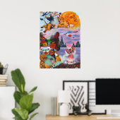 Waterverf Schilderij Fantasy Eros rijden Leeuwin Poster (Thuiskantoor)