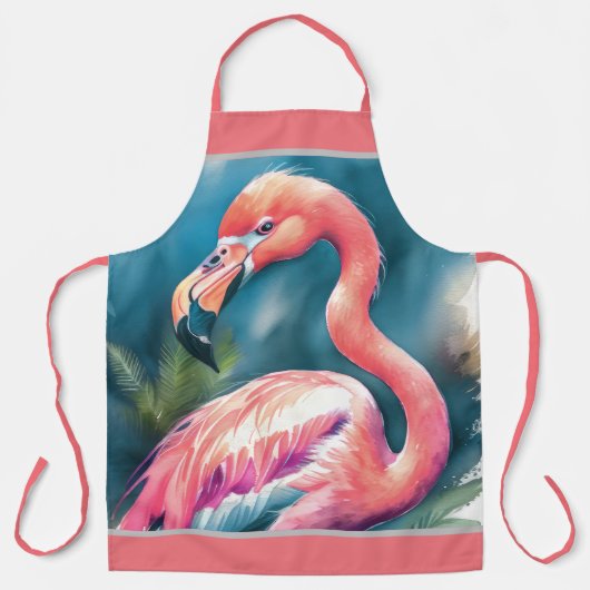 Waterverf schilderij Flamingo Schort (Voorkant)