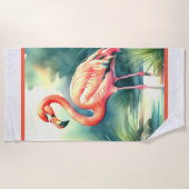 Waterverf schilderij Flamingo Strandlaken (Voorkant)