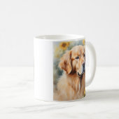 Waterverf schilderij Golden Retriever en zonnebloe Koffiemok (Voorkant rechts)