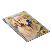Waterverf schilderij Golden Retriever en zonnebloe Notitieboek (Rechterzijde)