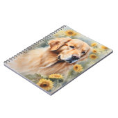 Waterverf schilderij Golden Retriever en zonnebloe Notitieboek (Linkerzijde)