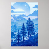 Waterverf schilderij in blauw pastel rustige kleur poster (Voorkant)