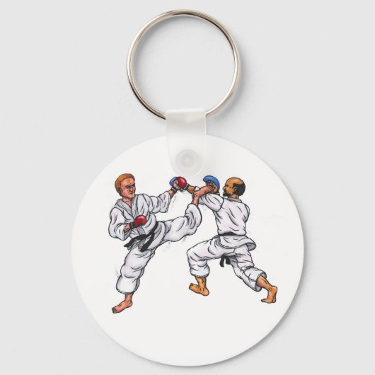waterverf schilderij karate mannen vechten toernoo sleutelhanger (Voorkant)