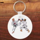 waterverf schilderij karate mannen vechten toernoo sleutelhanger (Voorkant)
