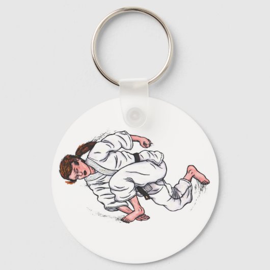 waterverf schilderij karate vrouw die scheurt sleutelhanger (Voorkant)