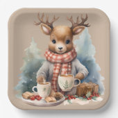 Waterverf schilderij Kerst rustiek papier borden Papieren Bordje (Voorkant)