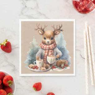 Waterverf schilderij Kerst rustieke servetten
