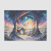 Waterverf schilderij kerststal tissuepapier (Voorkant)