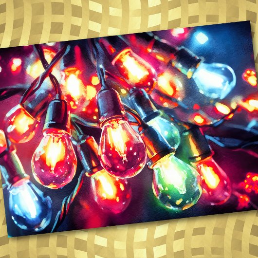 Waterverf Schilderij Kerstvakantie Lichtslinger Feestdagenkaart