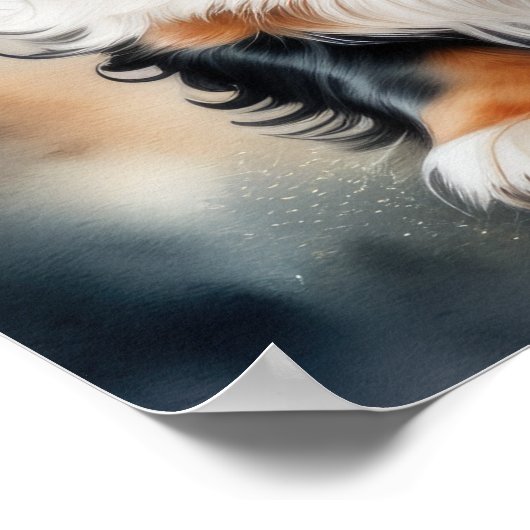 Waterverf schilderij King Charles Cavalier Puppy Poster (Hoek)