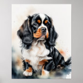 Waterverf schilderij King Charles Cavalier Puppy Poster (Voorkant)