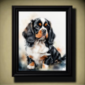 Waterverf schilderij King Charles Cavalier Puppy Poster