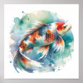 Waterverf Schilderij Koi Fish Art Poster (Voorkant)