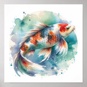 Waterverf Schilderij Koi Fish Art Poster