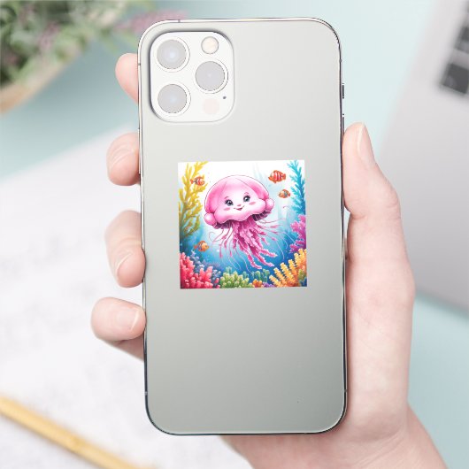 Waterverf schilderij kwallen sticker (Telefoon)