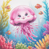 Waterverf schilderij kwallen sticker (Voorkant)