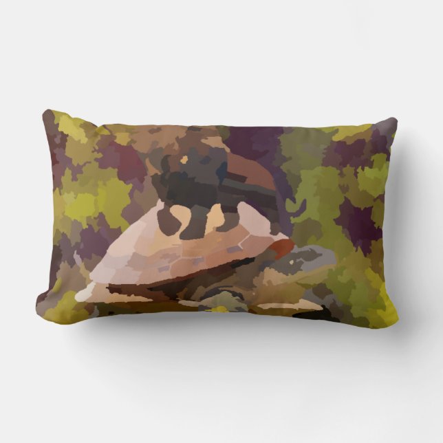 waterverf schilderij leeuw op schildpad kussen (Voorkant)