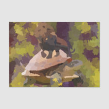 waterverf schilderij leeuw op schildpad