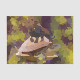 waterverf schilderij leeuw op schildpad tissuepapier