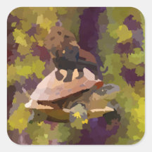 waterverf schilderij leeuw op schildpad