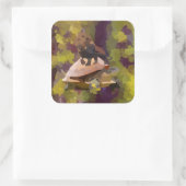 waterverf schilderij leeuw op schildpad vierkante sticker (Tas)