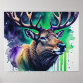 Waterverf Schilderij Majestic Elk 5:4 Poster (Voorkant)
