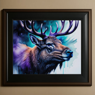Waterverf Schilderij Majestic Elk 5:4 Poster