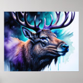 Waterverf Schilderij Majestic Elk 5:4 Poster (Voorkant)