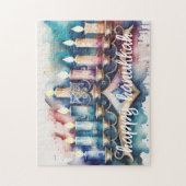 Waterverf Schilderij Menorah Happy Chanoeka Legpuzzel (Verticaal)