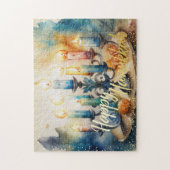 Waterverf Schilderij Menorah Happy Chanoeka Legpuzzel (Verticaal)