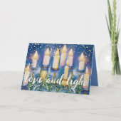 Waterverf Schilderij Menorah Liefde en Licht Feestdagen Kaart (Voorkant)