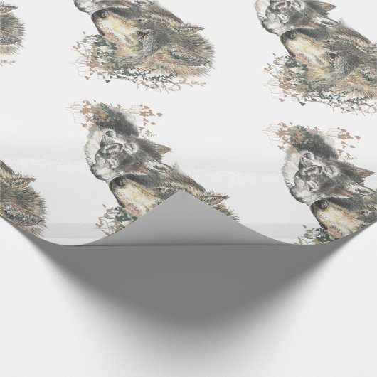 Waterverf Schilderij Moeder Wolf & Cubs Cadeaupapier (Hoek)