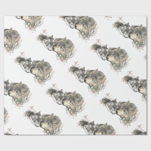 Waterverf Schilderij Moeder Wolf & Cubs Cadeaupapier (Vlak)