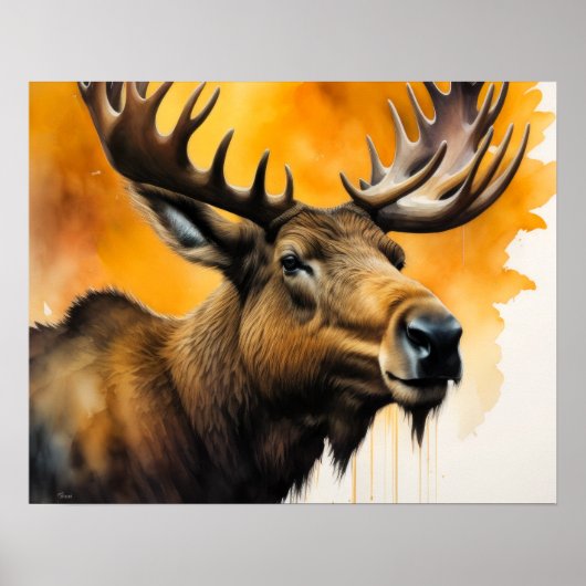 Waterverf schilderij Moose 5:4 Poster (Voorkant)