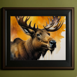 Waterverf schilderij Moose 5:4 Poster