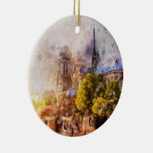 Waterverf Schilderij Notre Dame Kathedraal Sunrise Keramisch Ornament (Rechts)