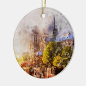 Waterverf Schilderij Notre Dame Kathedraal Sunrise Keramisch Ornament (Links)