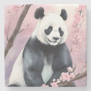 Waterverf schilderij Panda Beer Stenen Onderzetter