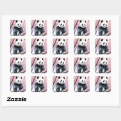Waterverf schilderij Panda Beer Vierkante Sticker (Vel)