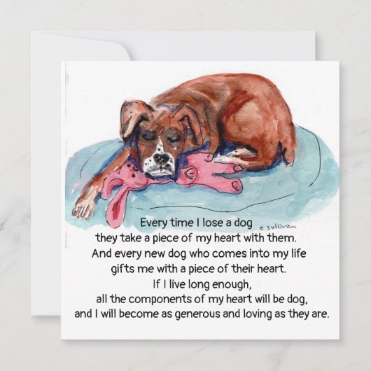 Waterverf schilderij pup & "Elke keer als ik een h Feestdagenkaart (Voorkant)