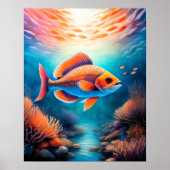 Waterverf schilderij rif vis poster (Voorkant)