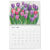 Waterverf schilderij tulpen kleurrijke flora kalender (Mar 2026)