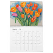 Waterverf schilderij tulpen kleurrijke flora kalender (Feb 2026)