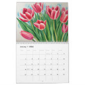 Waterverf schilderij tulpen kleurrijke flora kalender (Jan 2026)