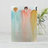 Waterverf schilderij van 3 engelen, figuren of vro kaart (Staand voorkant)