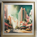 Waterverf Schilderij van Art Deco Miami Poster<br><div class="desc">Waterverf Schilderen van Art Deco Miami De beeldverhouding is 1:1. Het werd ontworpen om als 20"x20"16"x16"12"x12"worden gedrukt</div>